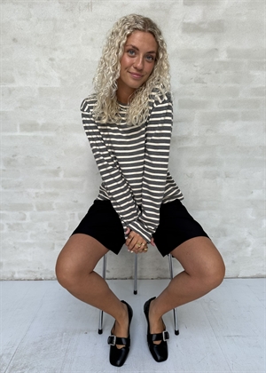 Nete stripe bluse Grey Melange/Offwhite Boii Studios 